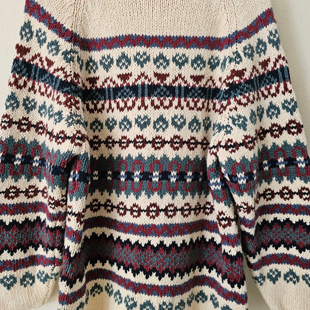 NWOT VTG EDDIE BAUER Women's Fair Isle Oversized Mock Neck Pullover Sweater Sz S - Picture 8 of 14